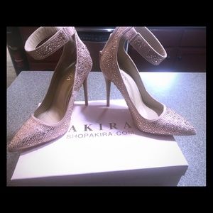 Bedazzled nude heels